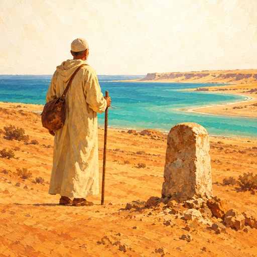 Carte peinte : la ligne du soleil debout à Dakhla